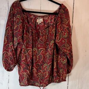 Ralph Lauren Denim & Supply Red Paisley Peasant Blouse
